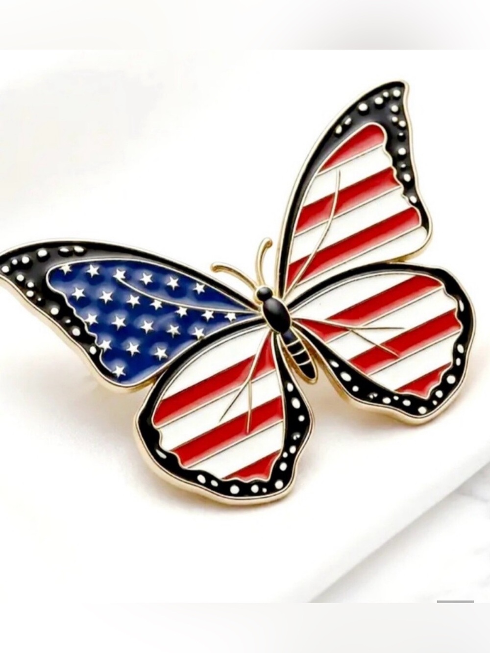 American flag butterfly golden brooch